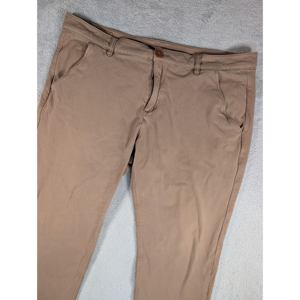 Mugsy Jeans Mens Stretch Chino Pants Tan Brown 35x31.5 Casual Trousers